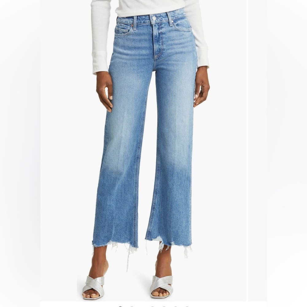 Paige Leenah Raw Hem Wide Leg Ankle Jean - Size 27